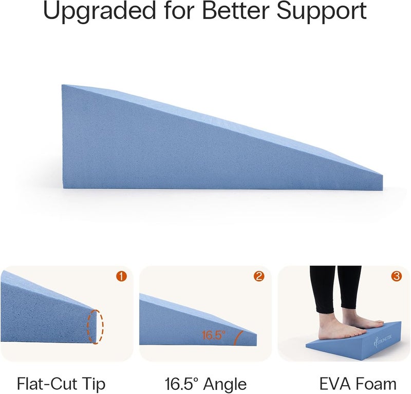 StrongTek XL Foam Yoga Wedge Blocks, Black, Set of 2, 16.5° Incline, 13" × 12.75" × 3.75", for Yoga, Stretching, Squats & Physical Therapy - Image 4